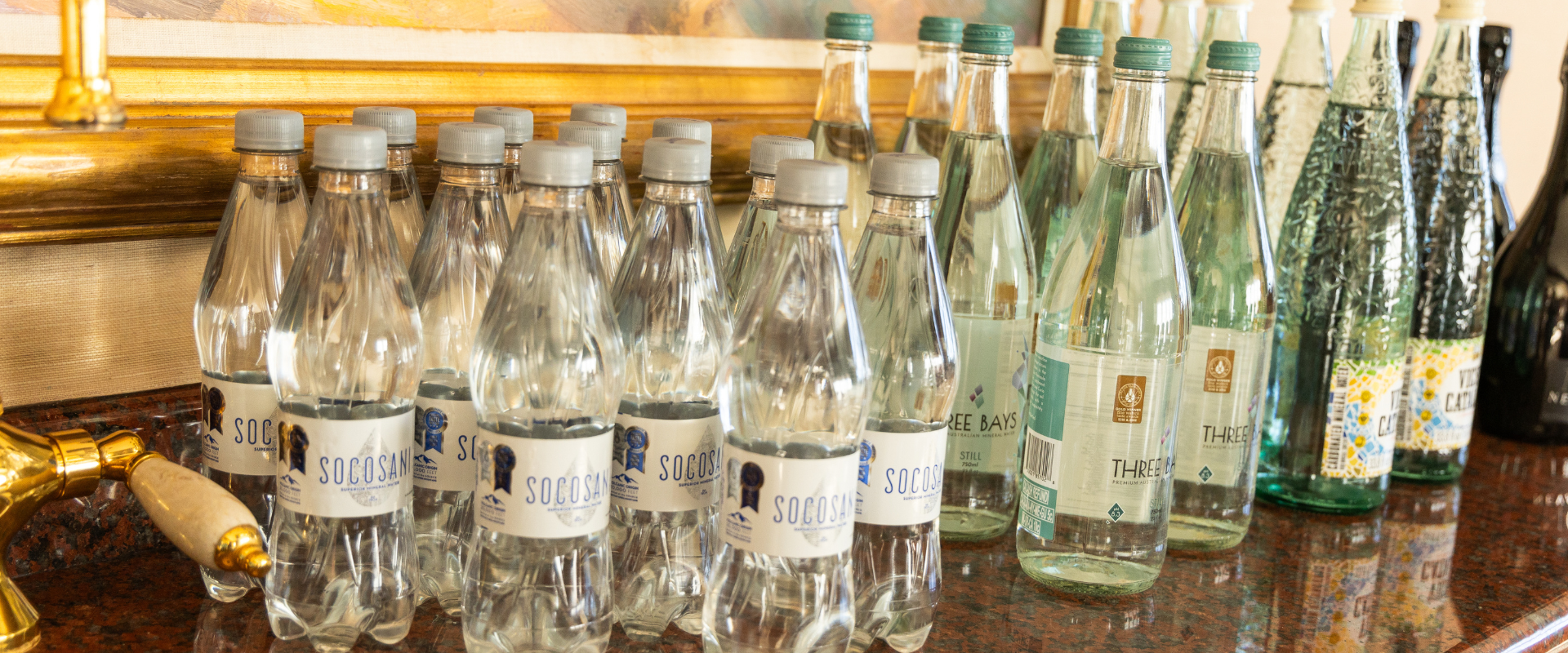 Selection of premium waters for tasting